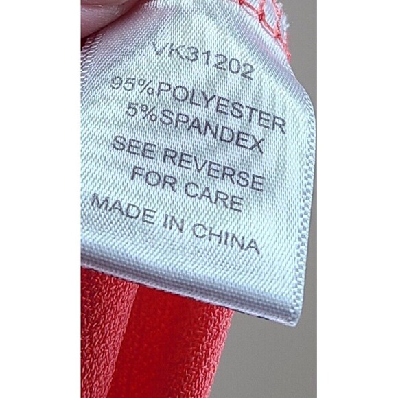 Adrienne Vittadini Blouse Women's Size Medium Coral Pink Short Sleeve Scoop Neck - Picture 4 of 6